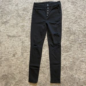 American eagle button fly black skinny jeans